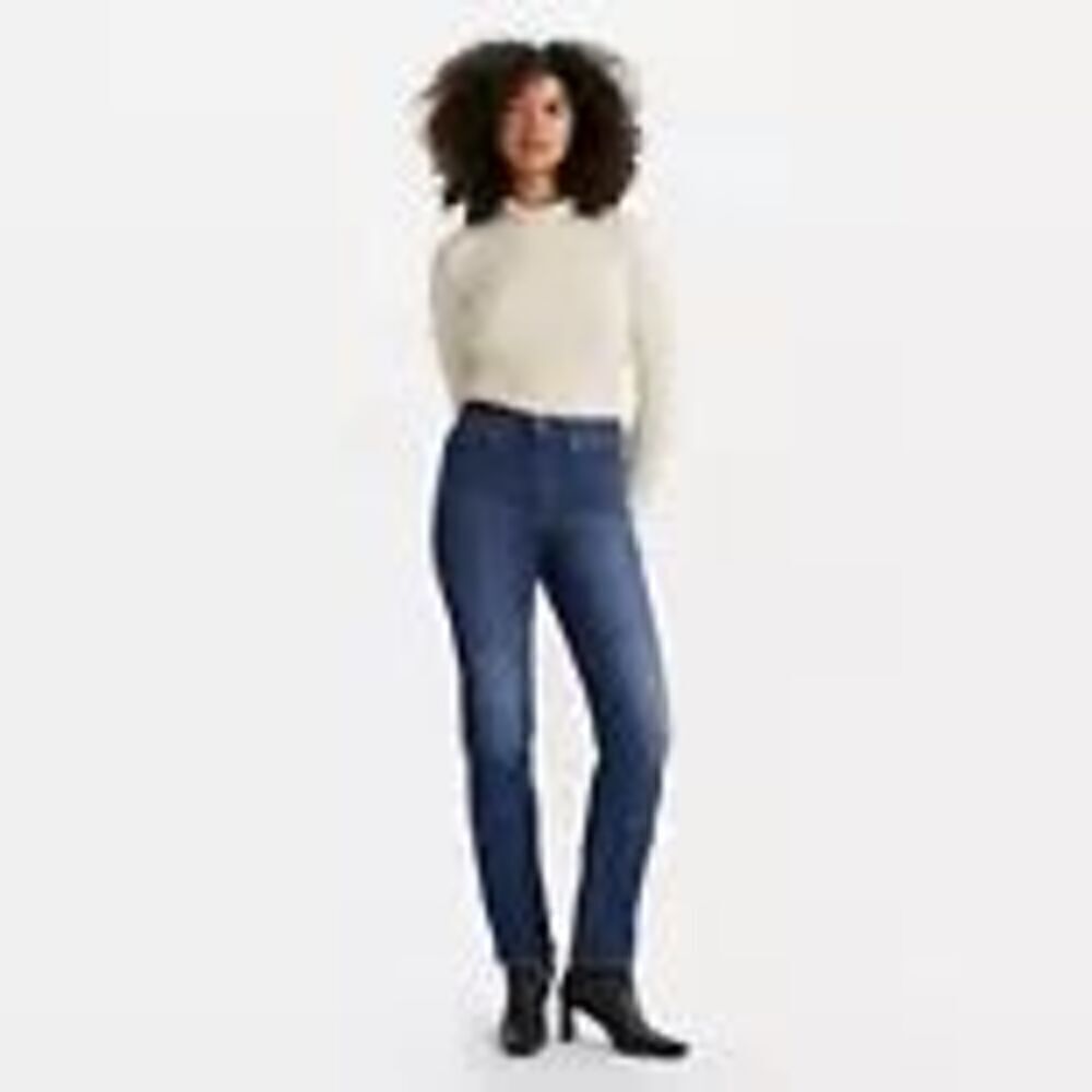 Levi's Size 31 US 12 724 High Rise Straight Women's Denim Blue Jeans Dark Wash